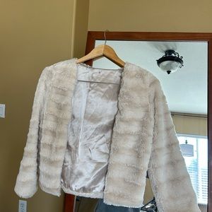 Women's Long Sleeve Solid Color Collarless Soft Faux Fur Coat